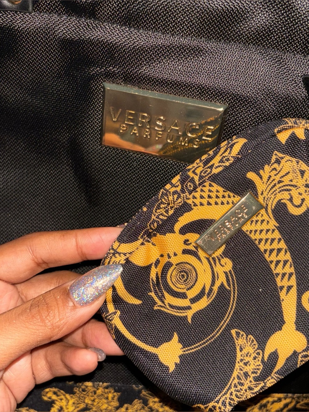 Versace Black Bag with Gold Logo Plaque - Picture 3 of 9